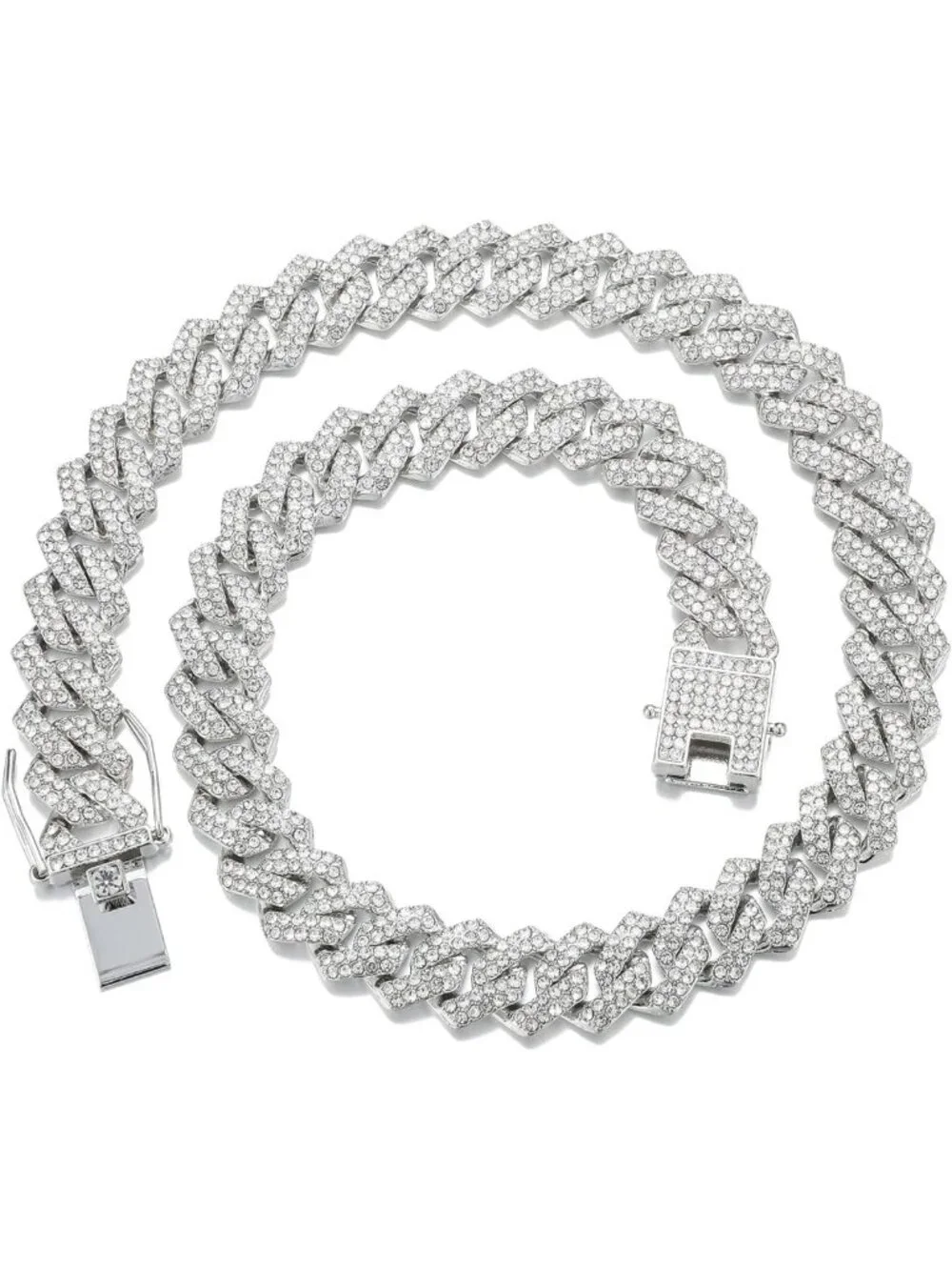 Iced Out Cuban Link Chain Necklace for Men & Women - Stylish Miami Jewelry